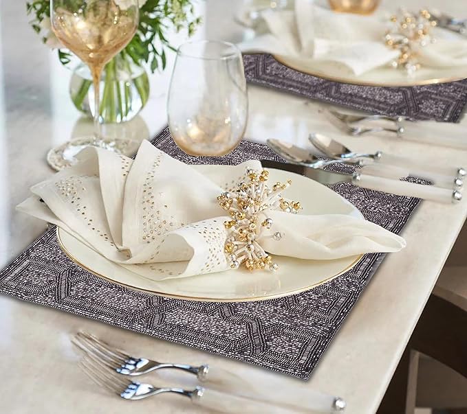 Beaded Charger Plates – Handmade Embroidered Placemats Set | Elegant Dining Decor 15 Inch