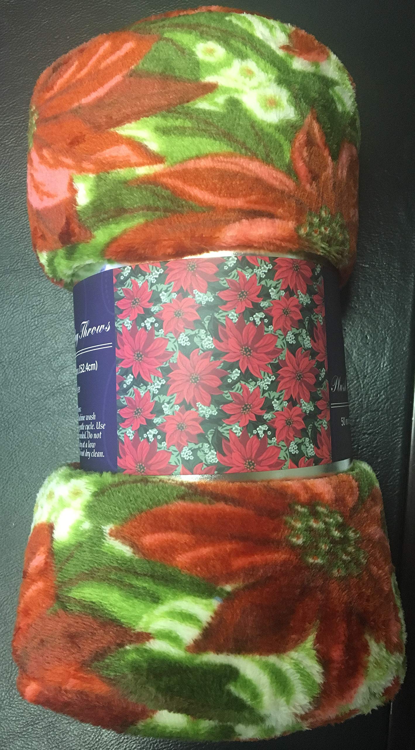 Decor&More Home Essentials Christmas Throw (50" x 60") - Poinsettia