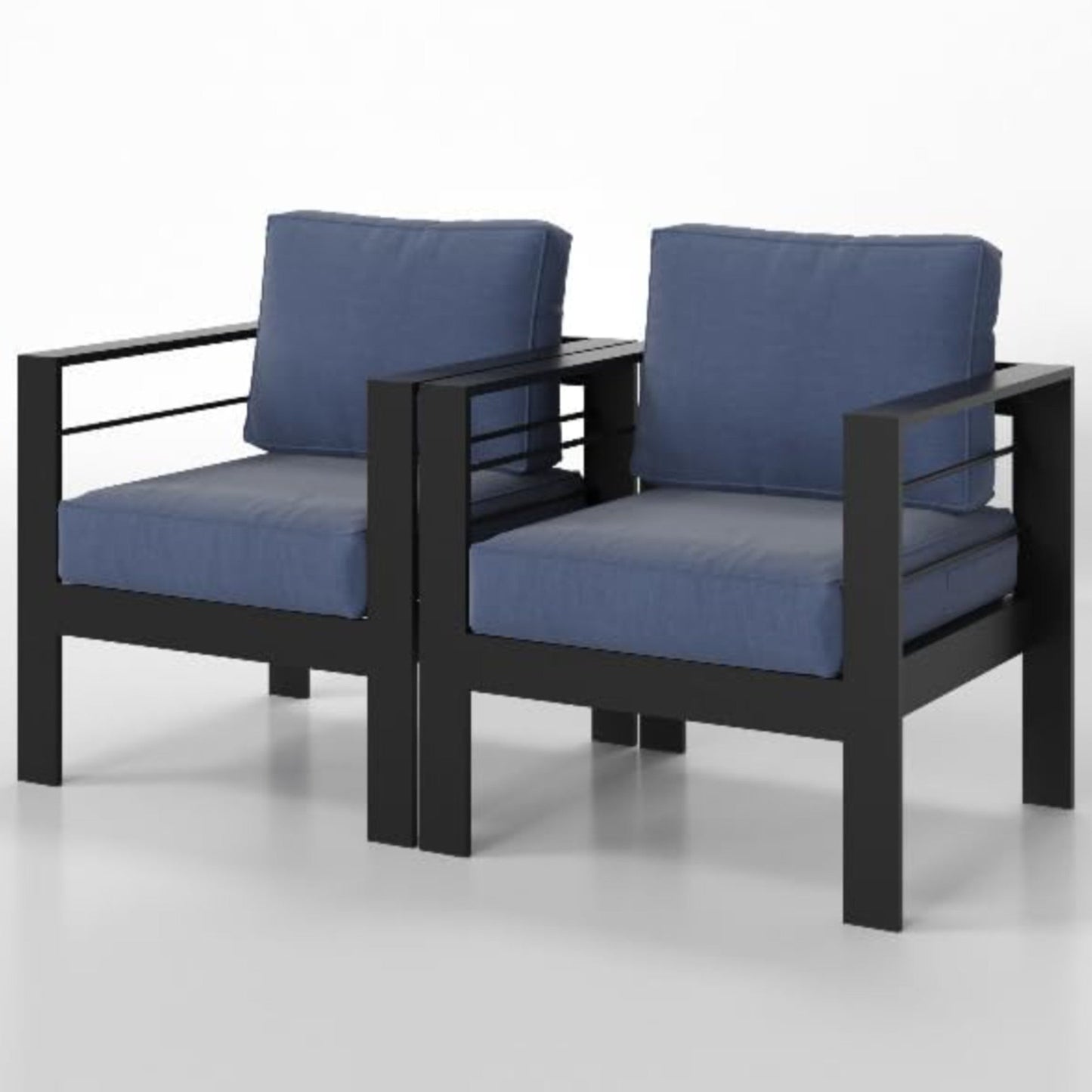 2-Pack 28" All-Weather Aluminum Patio Armchairs