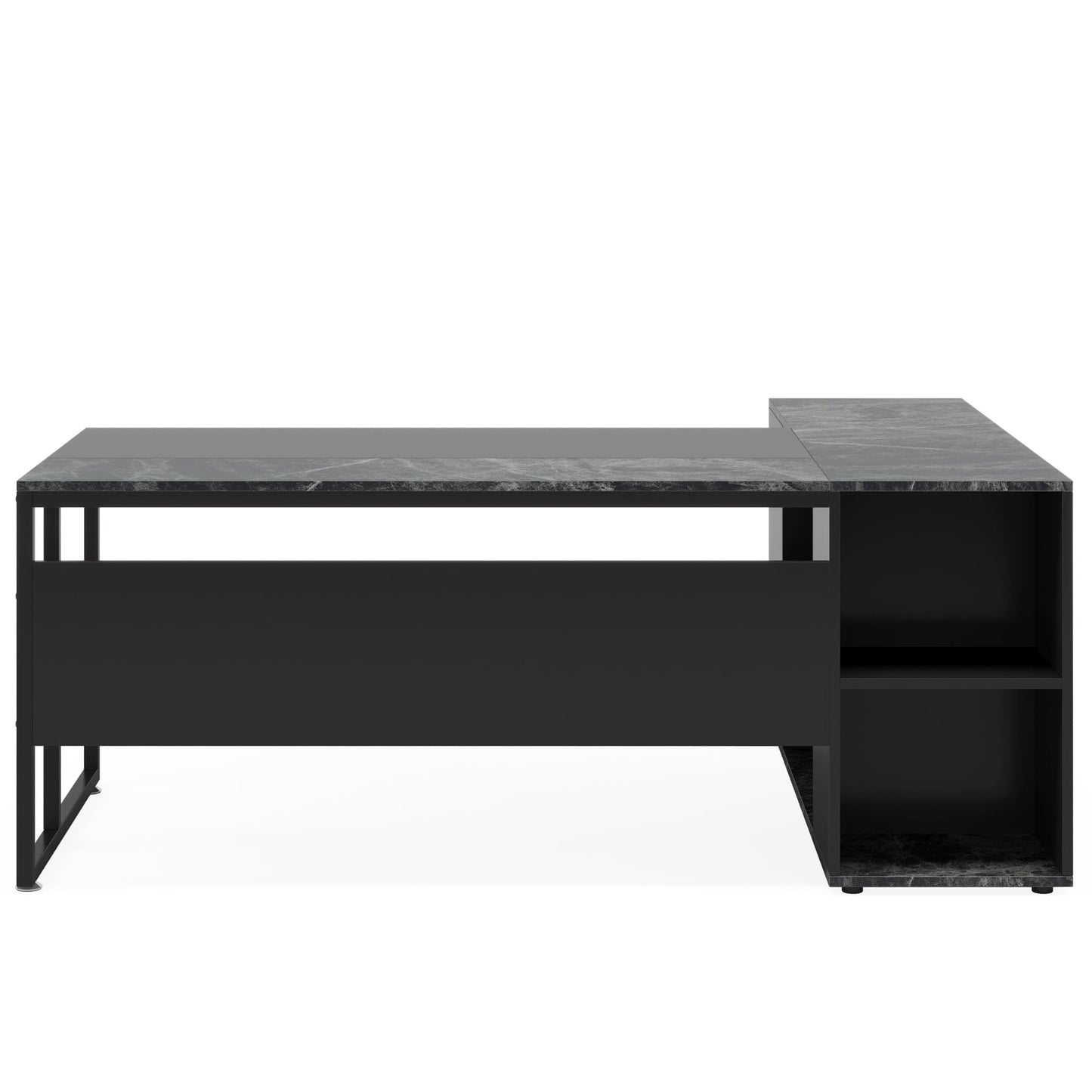 71" L-Shaped Executive Desk with Storage Cabinet & Shelves