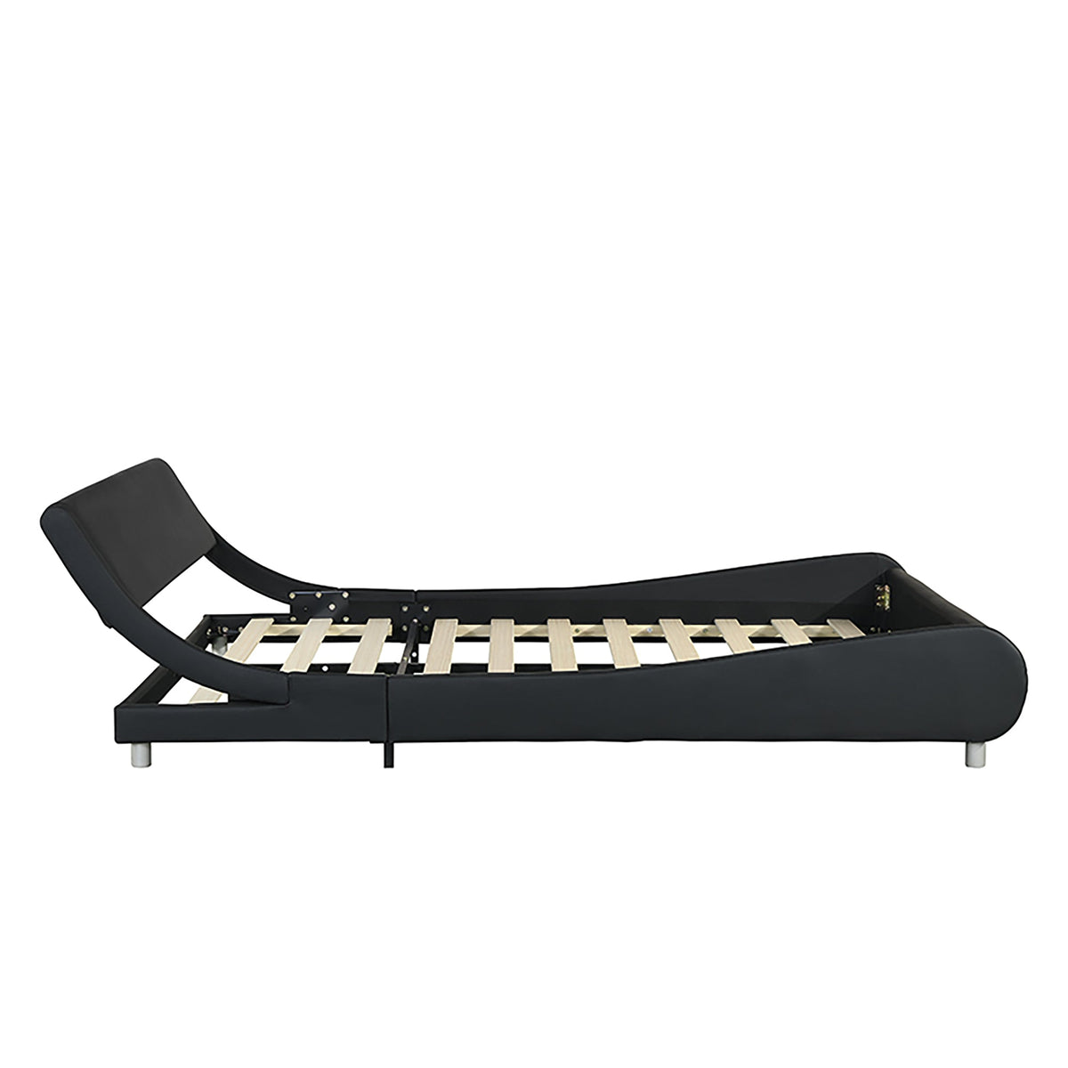 Faux Leather Upholstered Platform Bed Frame with LED Lighting