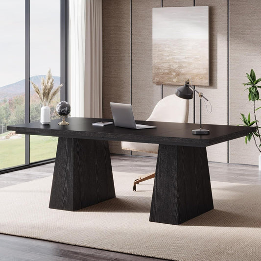 63-Inch Modern Executive Desk Featuring Dual Pedestal