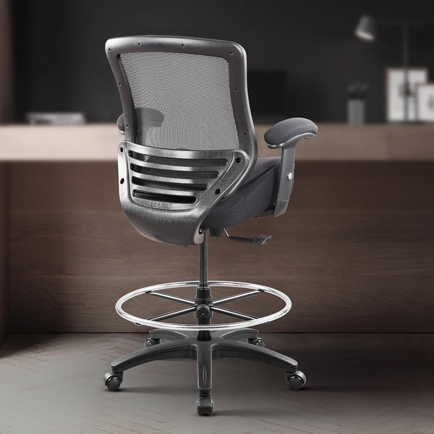 400Lbs Ergonomic Drafting Chair Adjustable Foot Ring