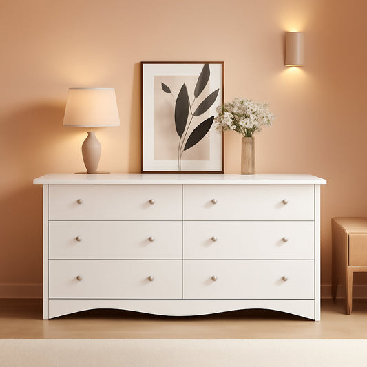 Eggshell WardrobeSystem Six Drawer Dresser With USB Type C Charging