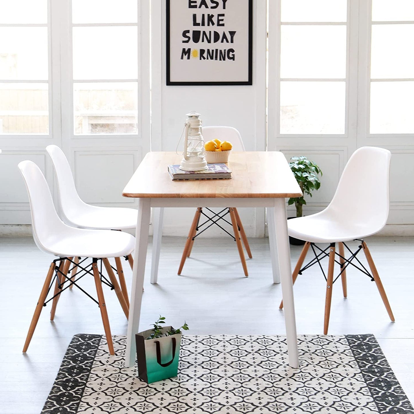 Mid Century Modern Solid Wood Rectangular Dining Table