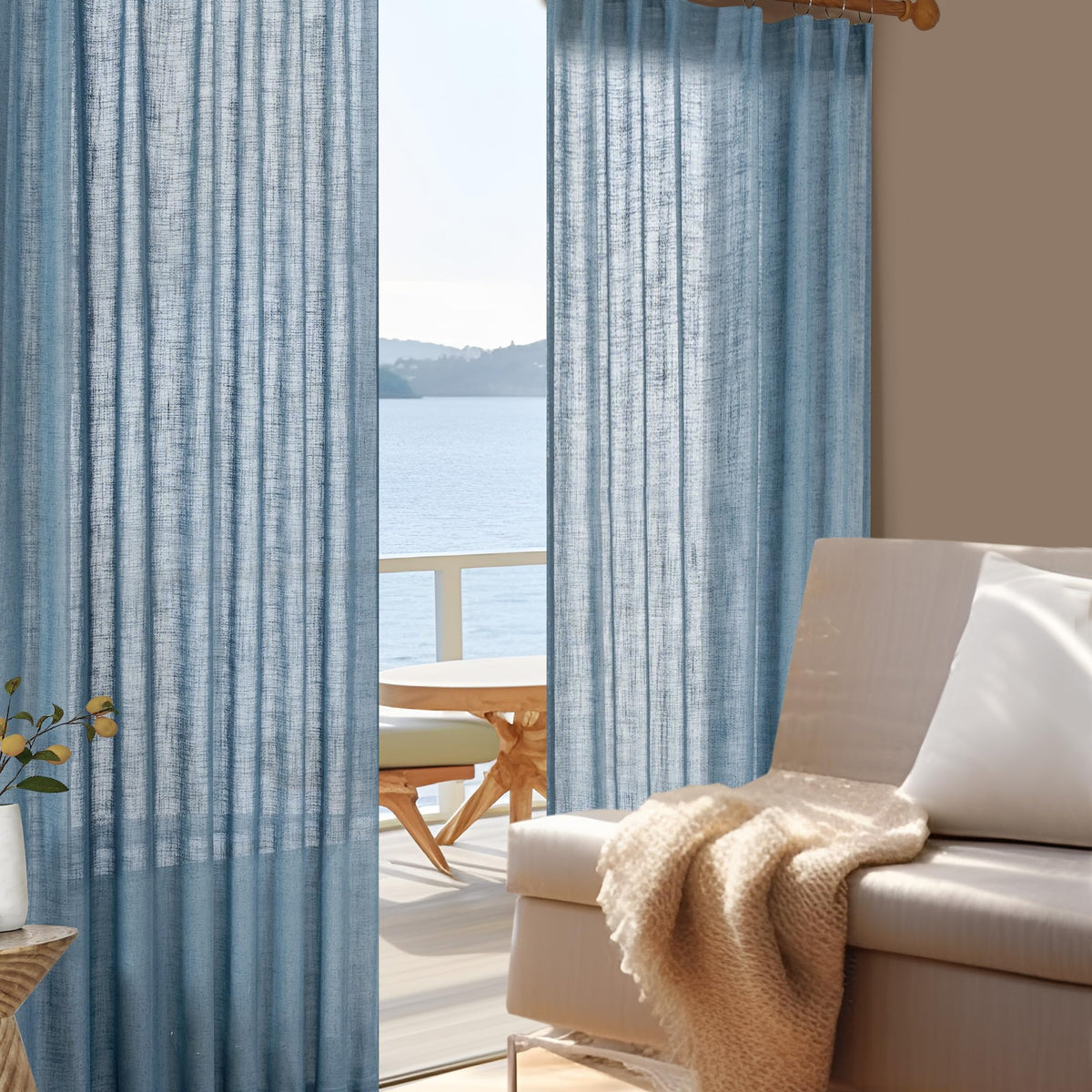 Light Filtering Linen Drapes, Back Tab & Rod Pocket