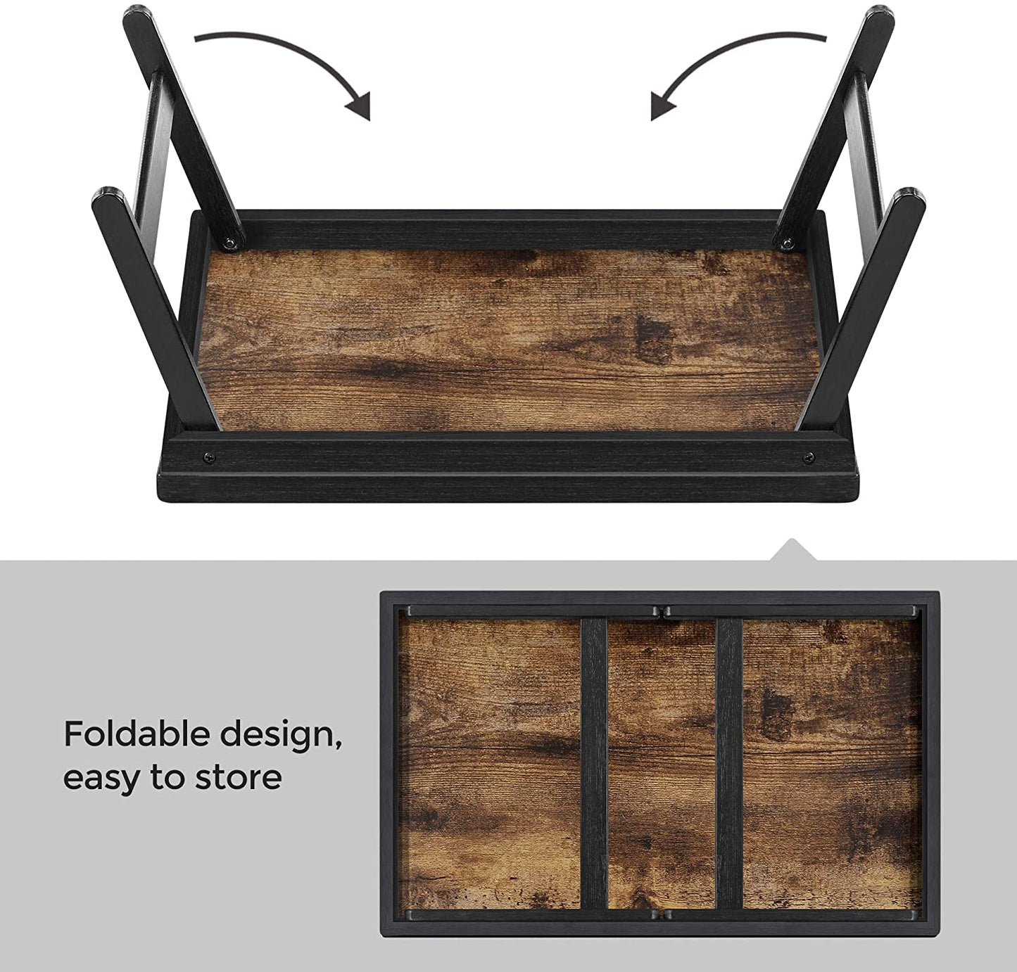 Bed Tray Table with Bamboo Folding Legs, Sofa Breakfast Tray, Serving Tray with Groove