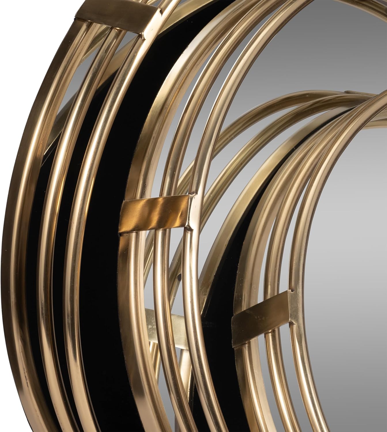 Set of 3 Round Mirrored Trays, Gold Metal Frame Decorative Serving & Vanity Trays, 14" 16" 18", Glam Home Decor