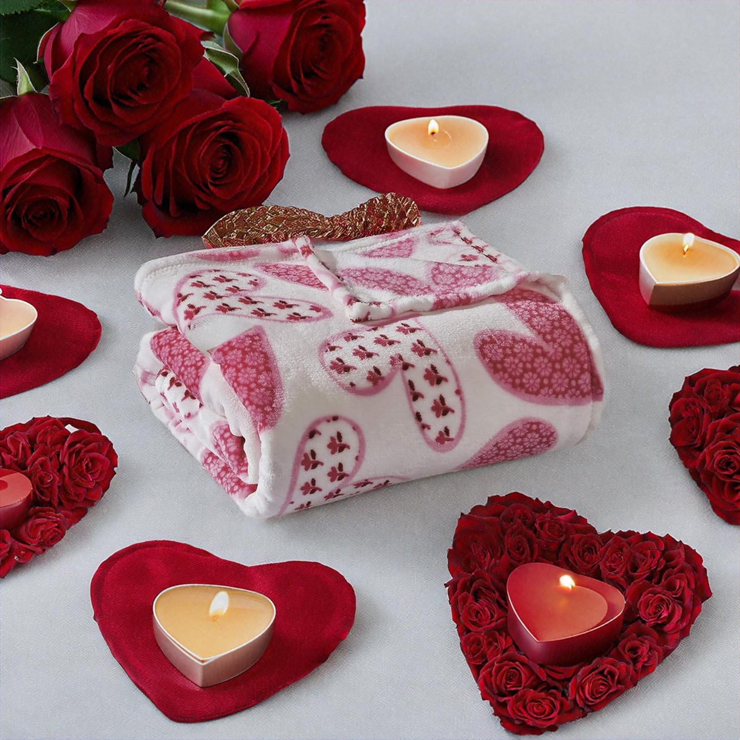 Decor&More Amor Eterno Be Mine Love Collection Valentine's Day Heart Ultra Plush Throw Blanket (50" x 60") -