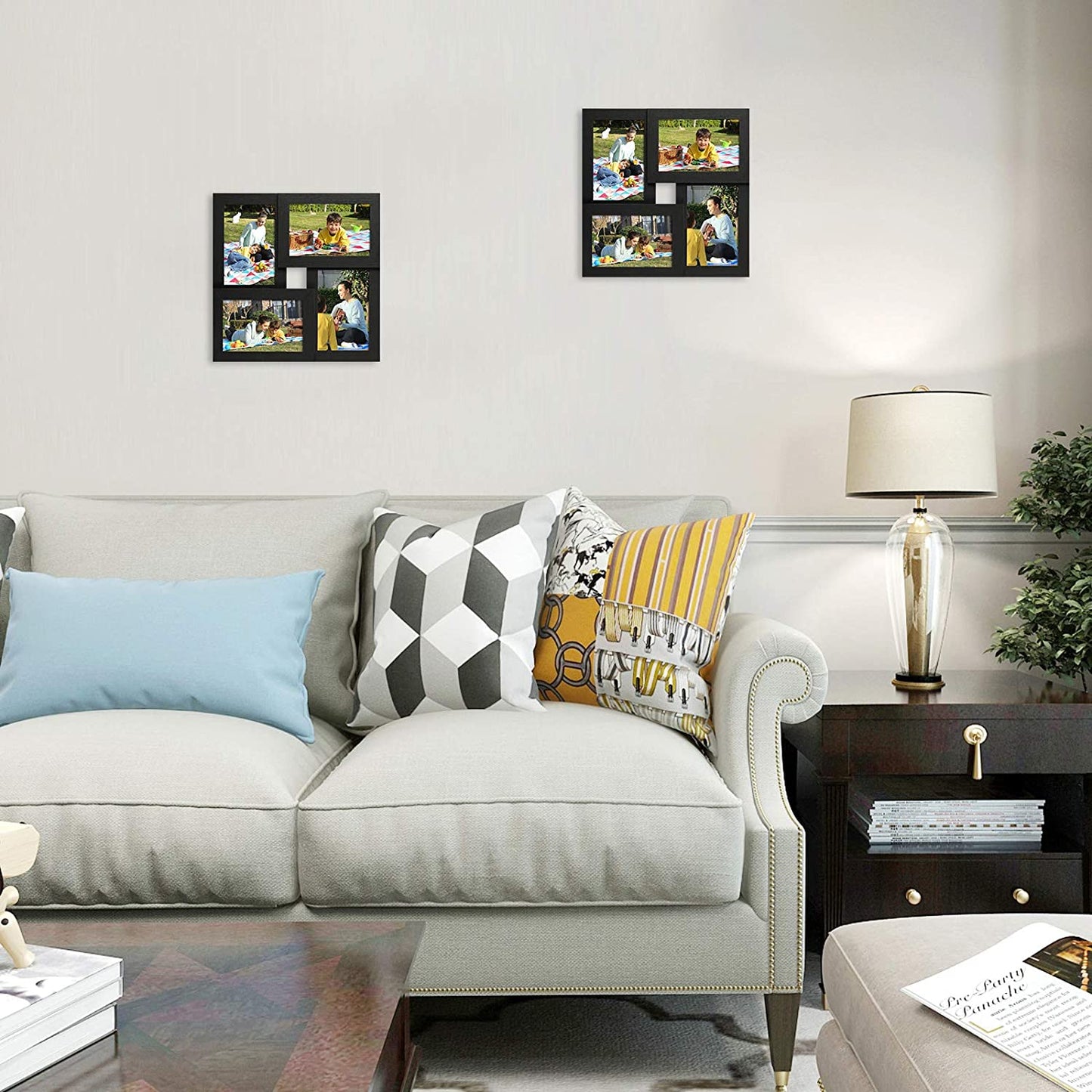 Collage Picture Frames, for four 4 x 6 Inches Photos, Photo Frame with Glass Front, Wood Grain, Wall-Mounted