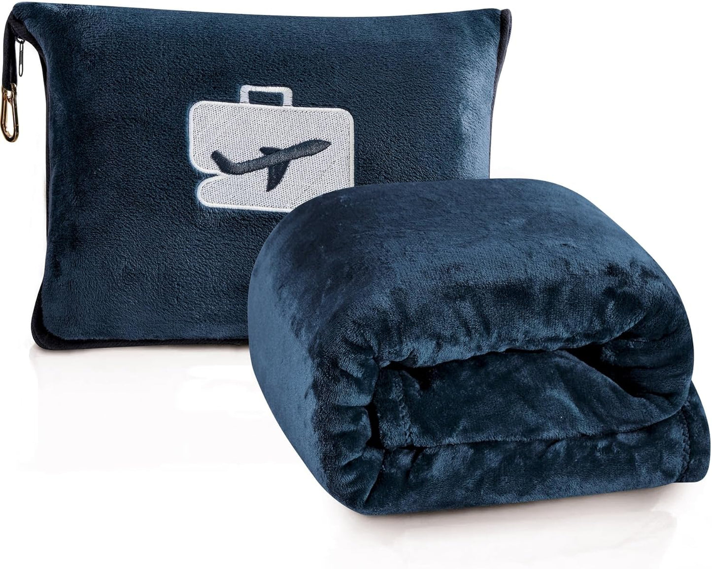 Comfort Fly Travel Blanket & Pillow – 2-in-1 Micro Plush Airplane Blanket with Carry Case (40" x 70")