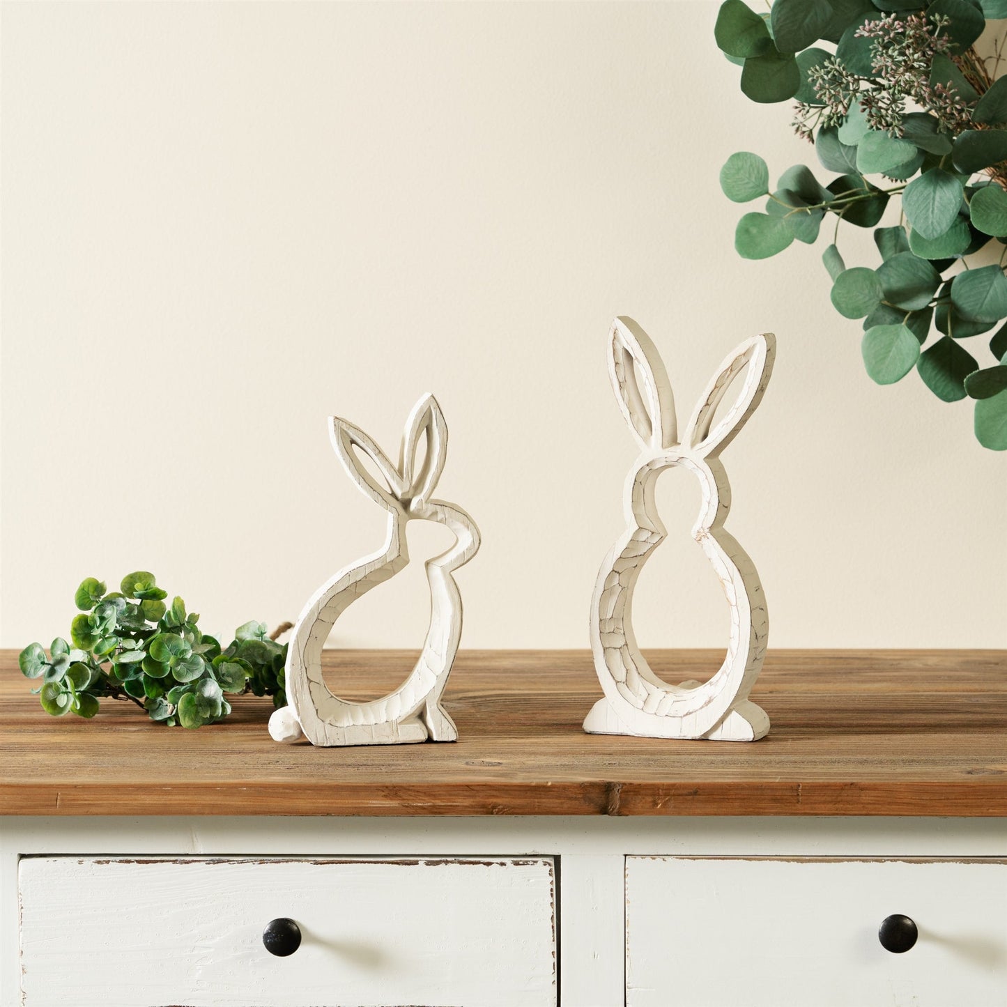 Set of 2 Carved Resin Stone Bunny Silhouettes