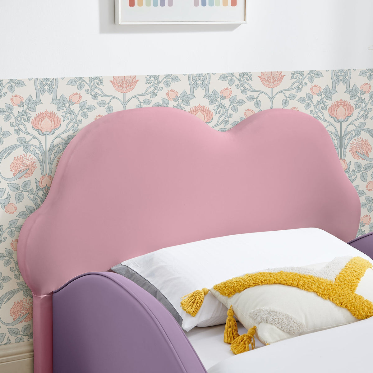 Twin Size Cute Cloud Shape PU Leather Kids Bed