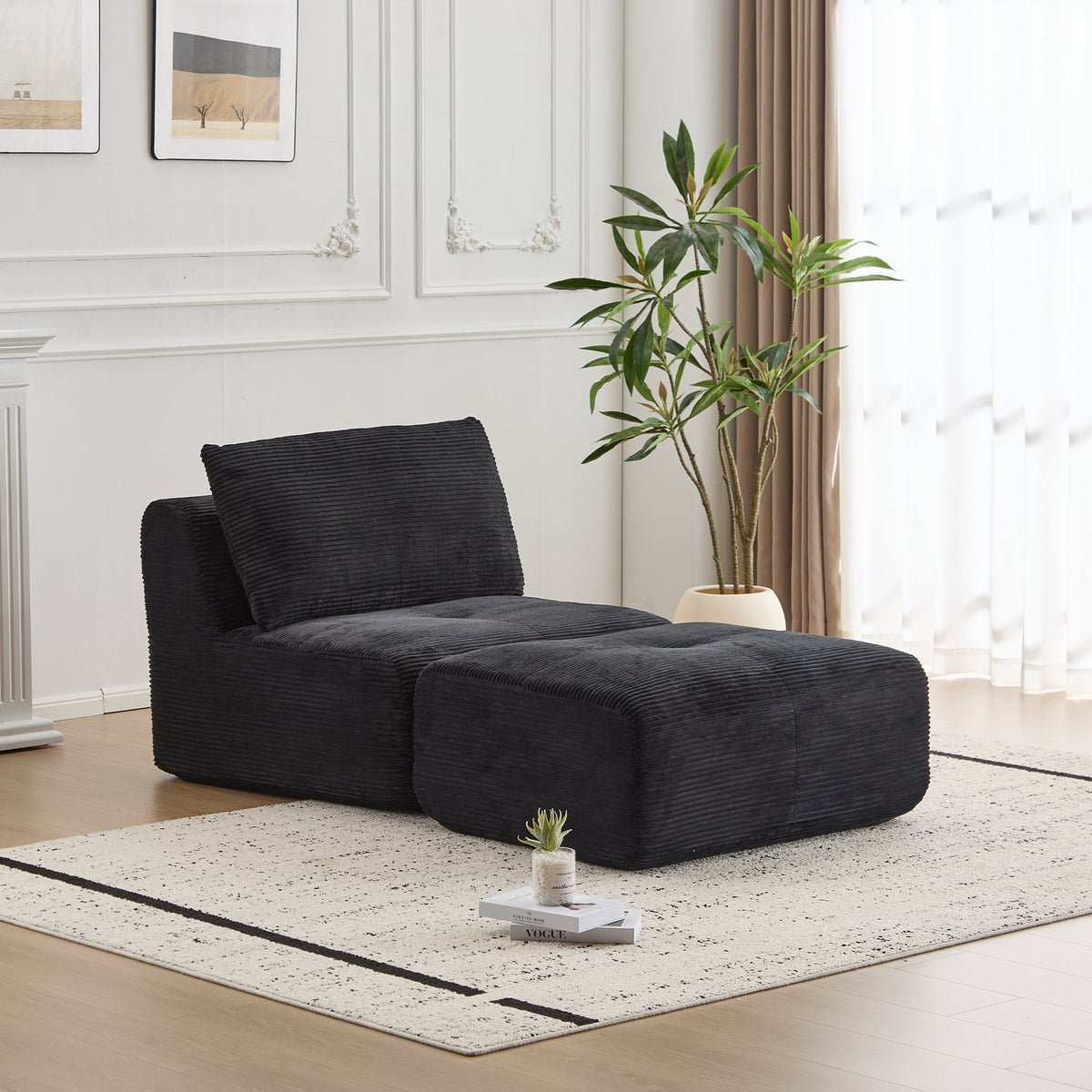 Modern Memory Foam Compressed Sofa with Chaise Longue