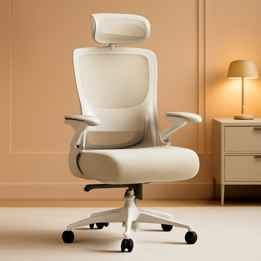 Ergonomic Office Chair White Mesh Back And Adjustable Lumbar