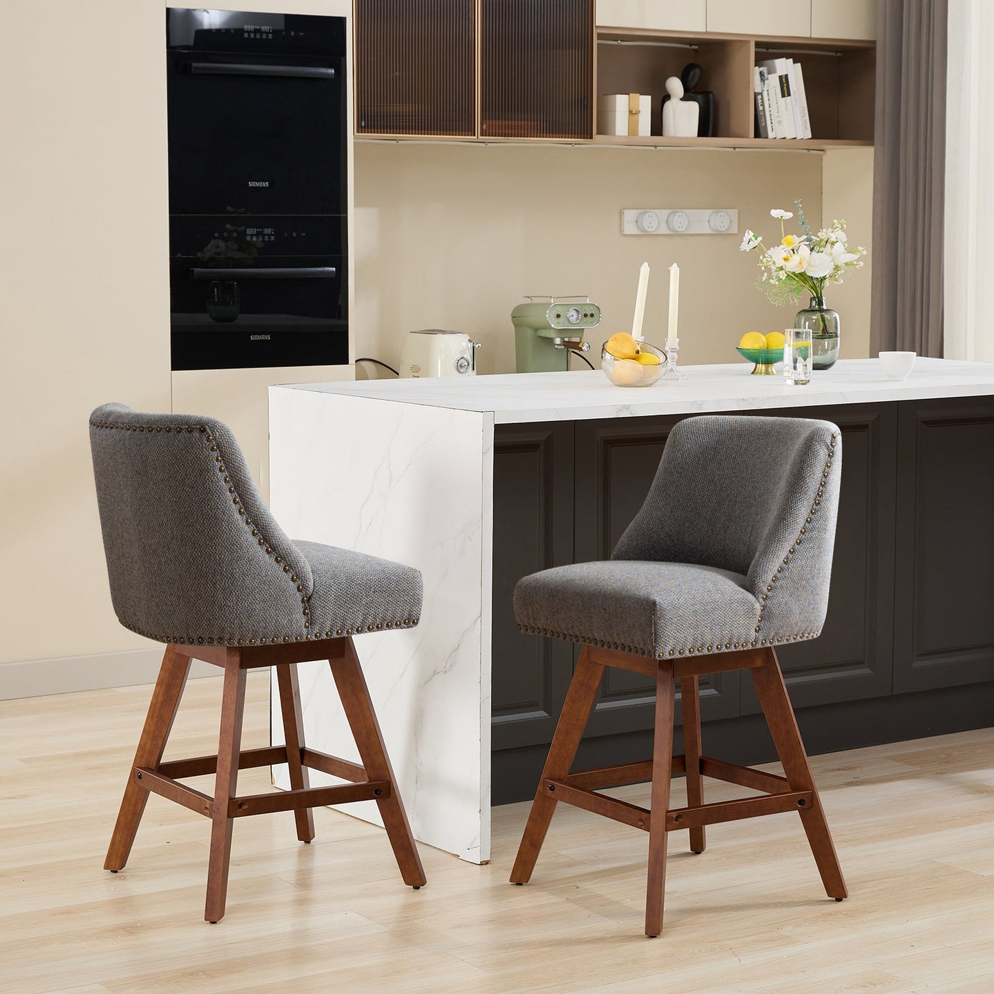 Counter Height Swivel Barstools Set of 2