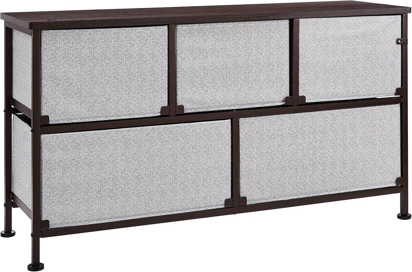 Extra Wide Fabric 5 Drawer Storage Organizer Unit Bronze