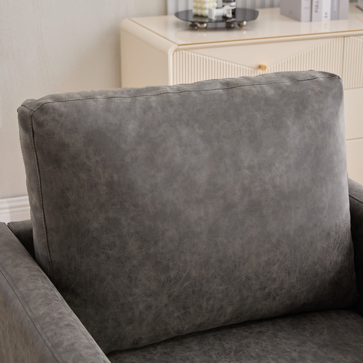 Gray Upholstered Square Swivel Accent Chair