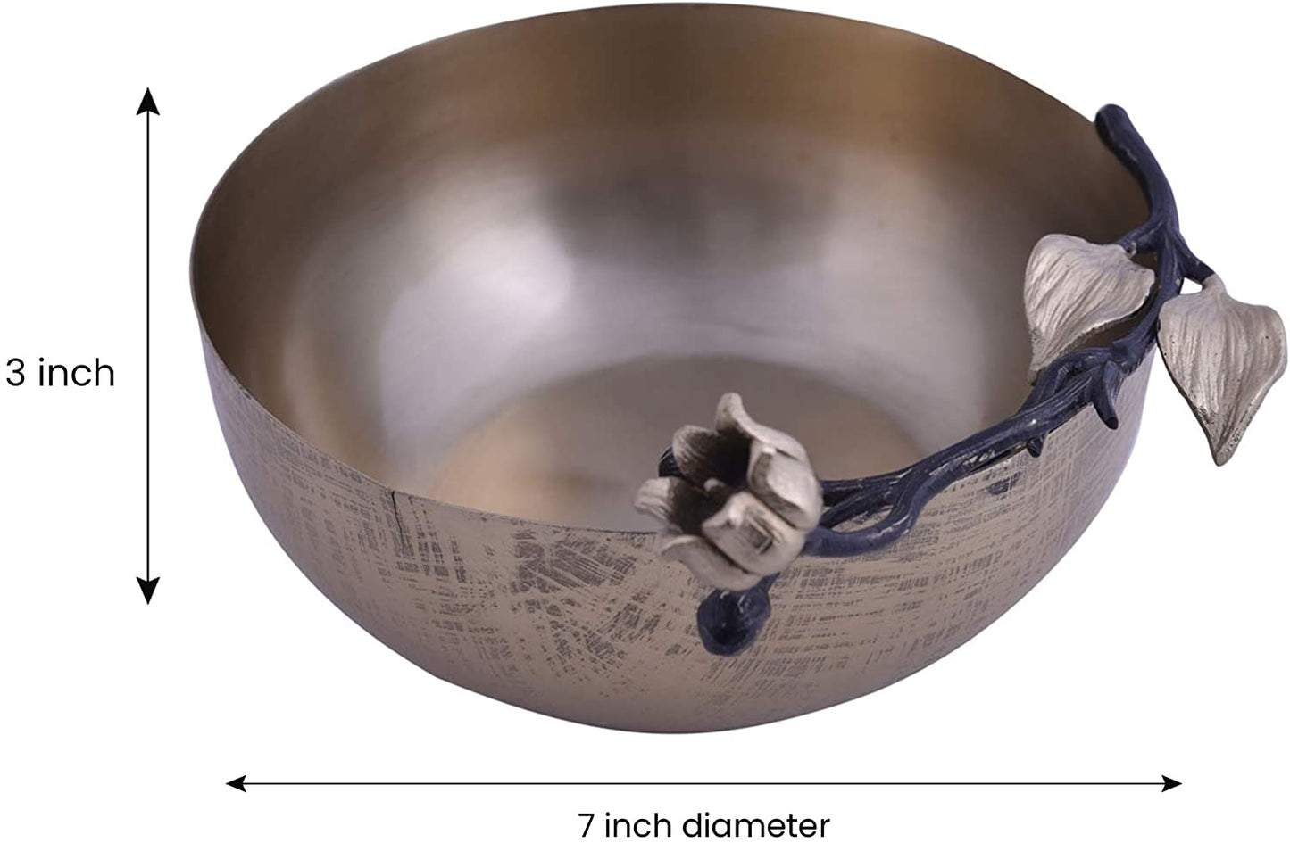 Deep Serving Bowl – Small Stainless Steel Bowl With Orchid Design Accent