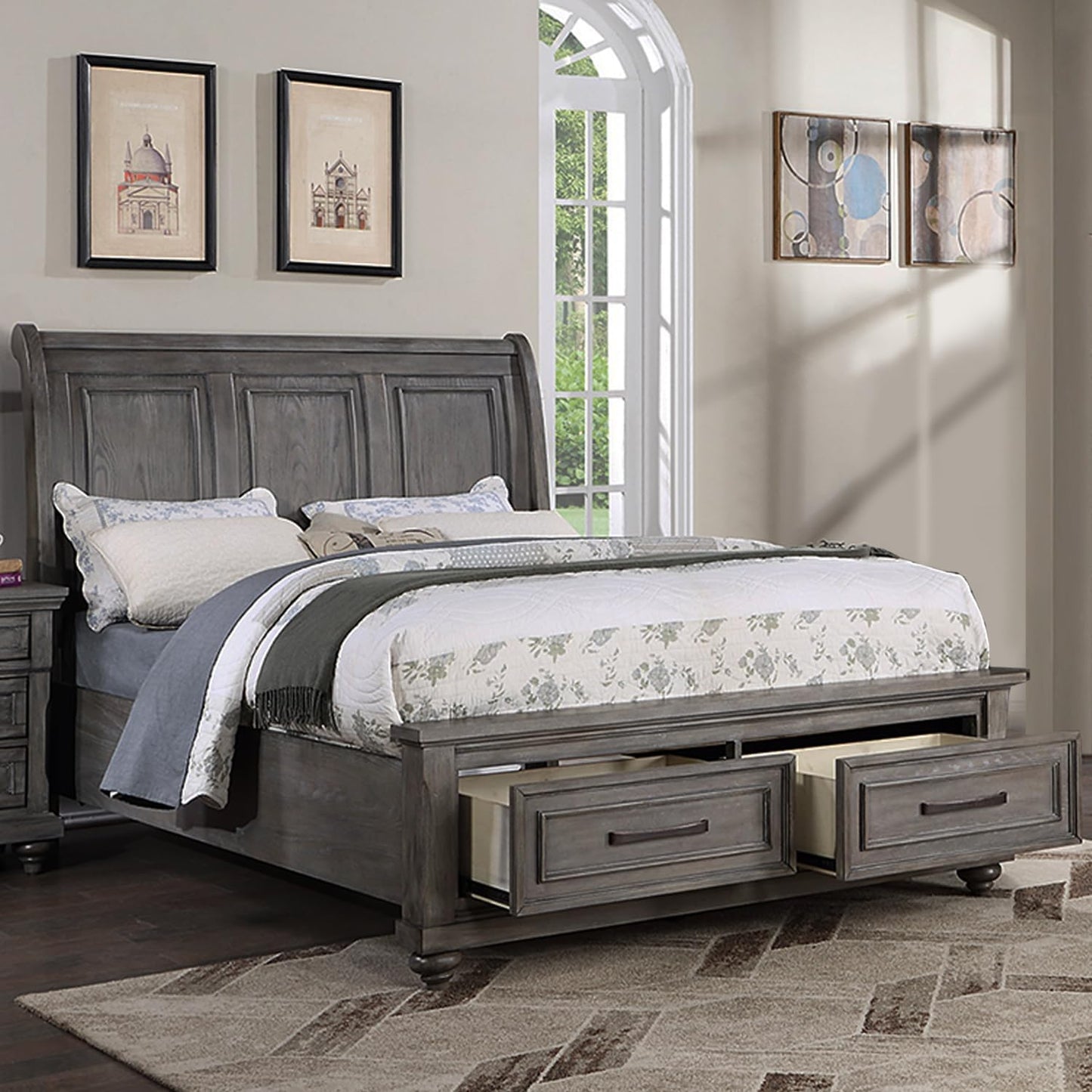 Eastern King Size Bed with Underbed Drawer & Nightstands