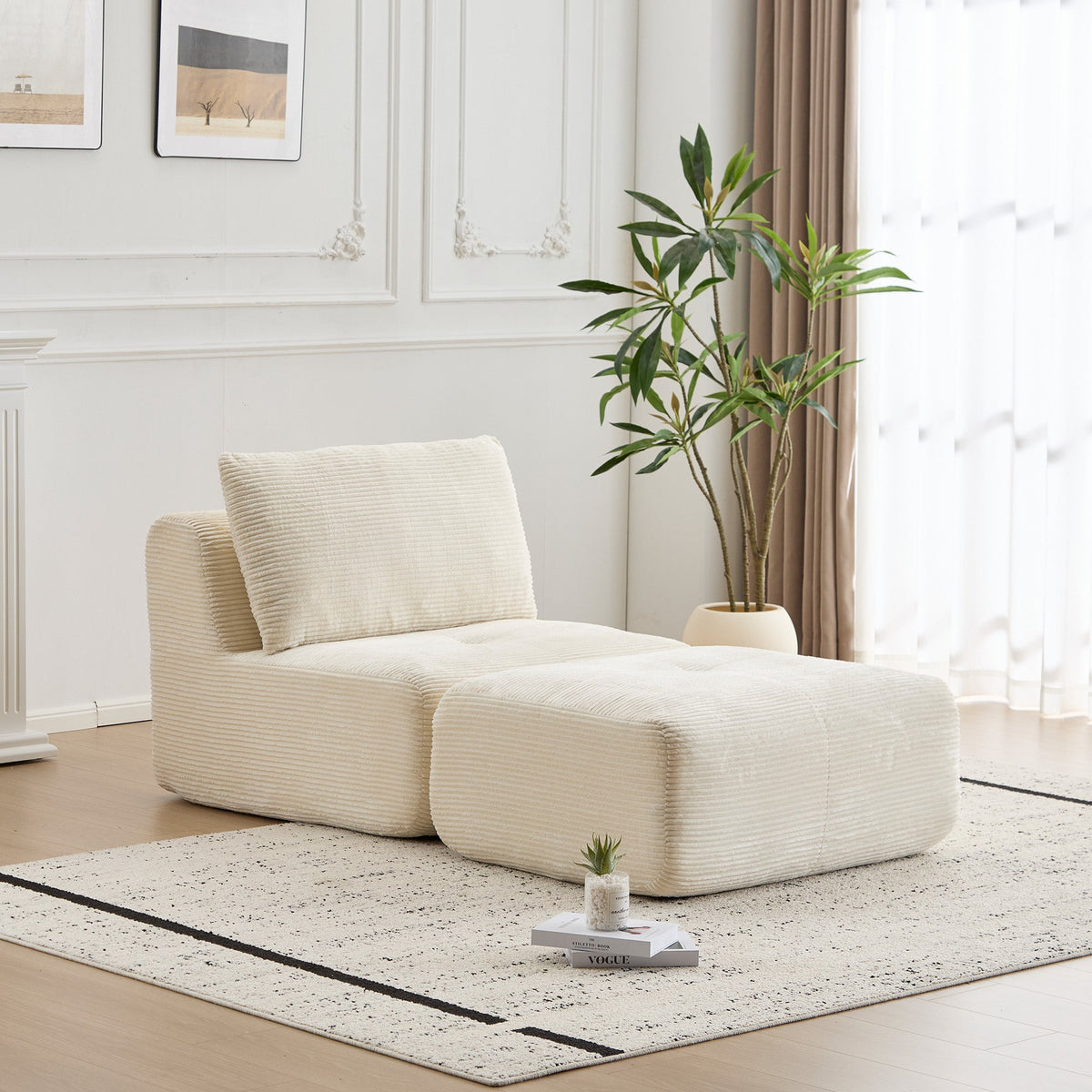 Modern Memory Foam Compressed Sofa with Chaise Longue
