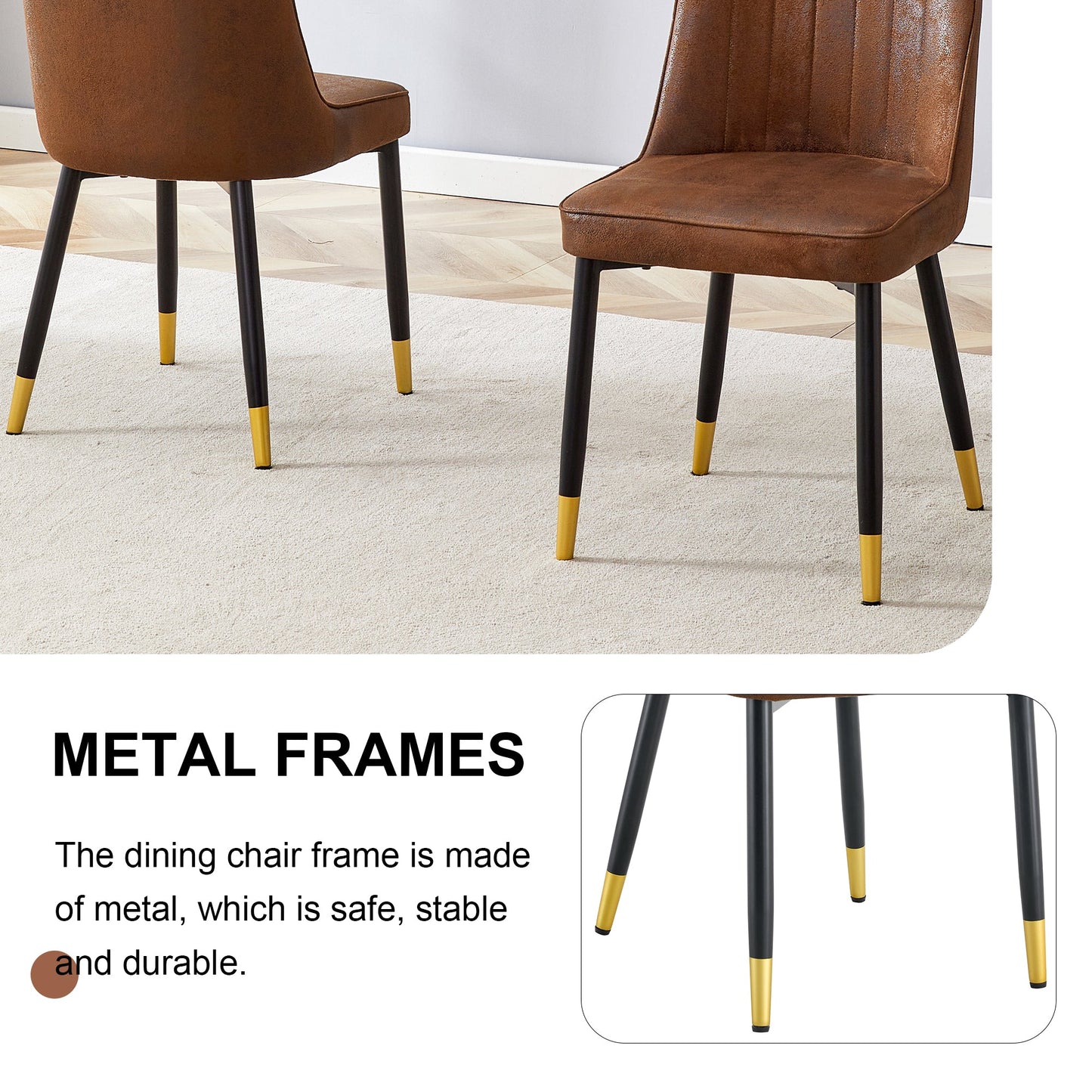 Brown Suede-like Velvet Dining Chair Set (Two-Pack)