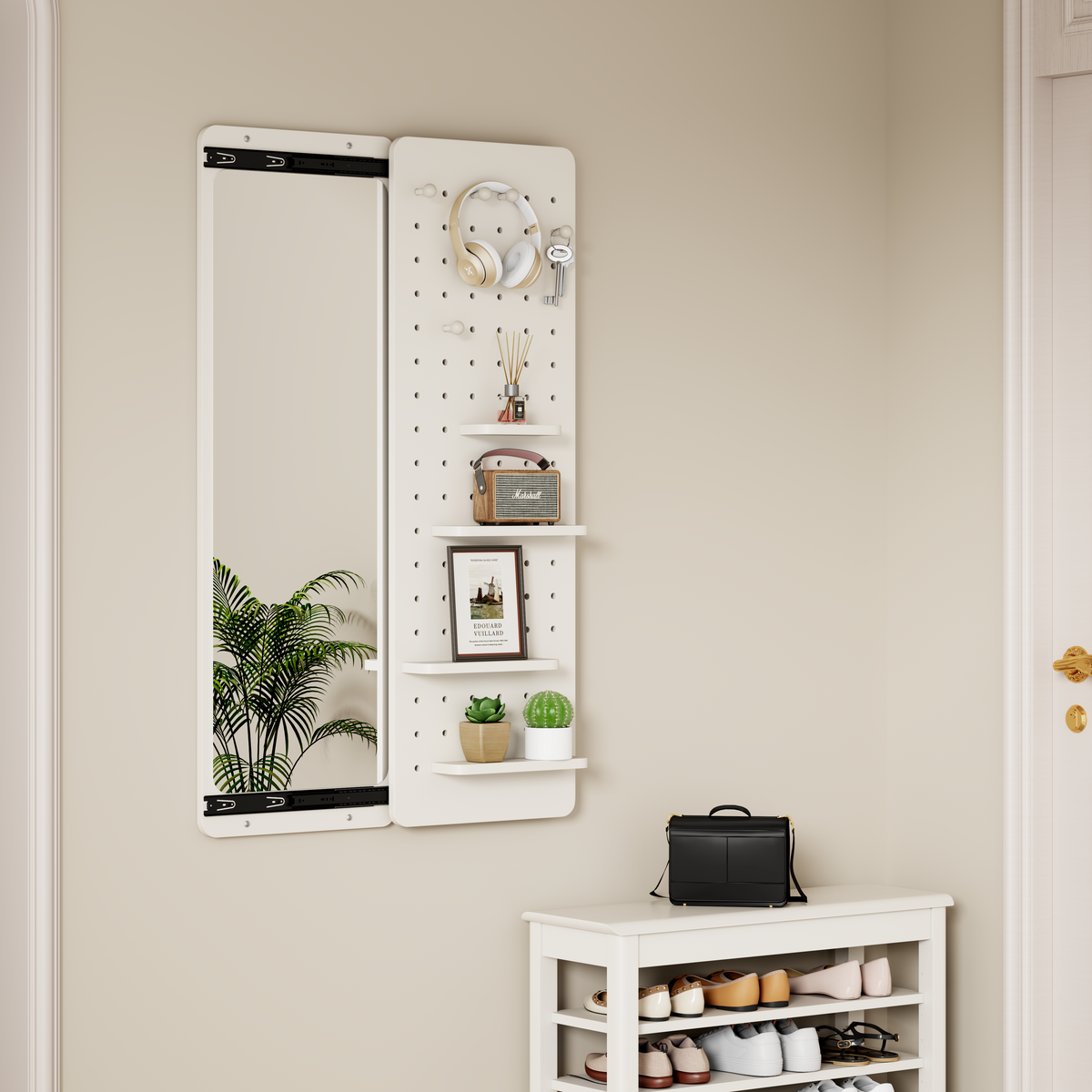 Wall-Mounted Full-Length Mirror - 47.6 x 15.7 Inch - White