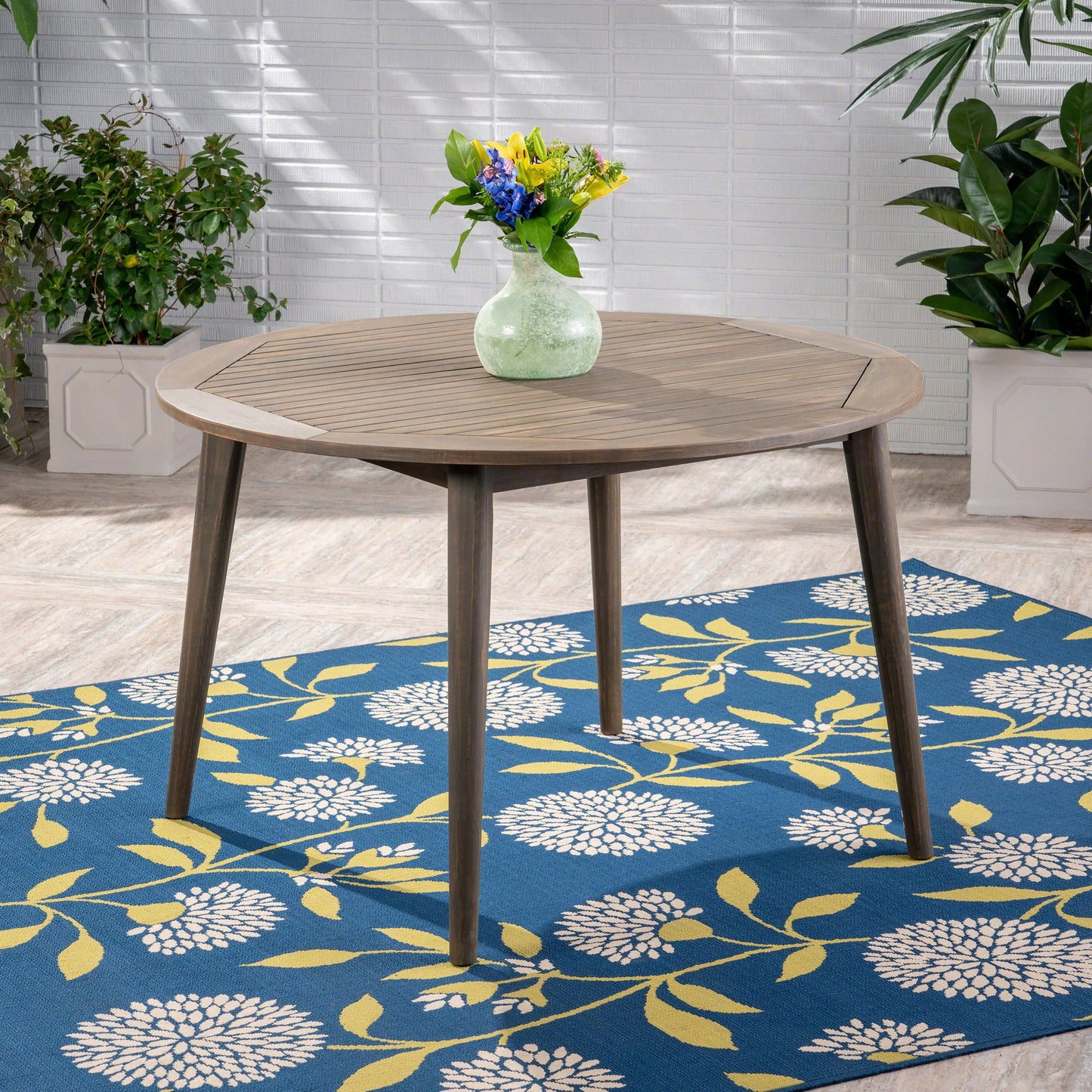 STAMFORD 47 Outdoor Dining Table Modern Design Grey Acacia Wood 47.25 inches