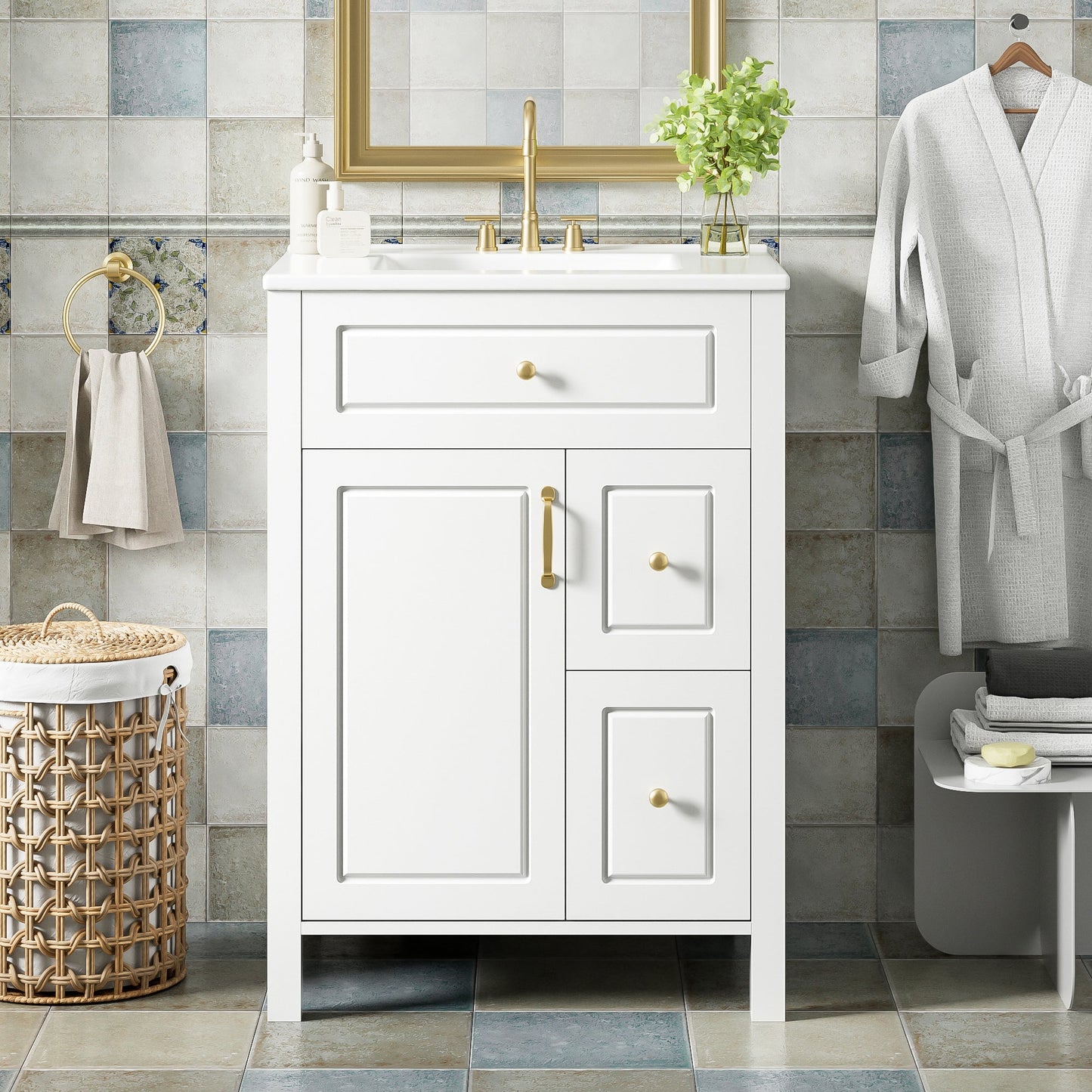 24-Inch Bathroom Vanity with Ceramic Sink
