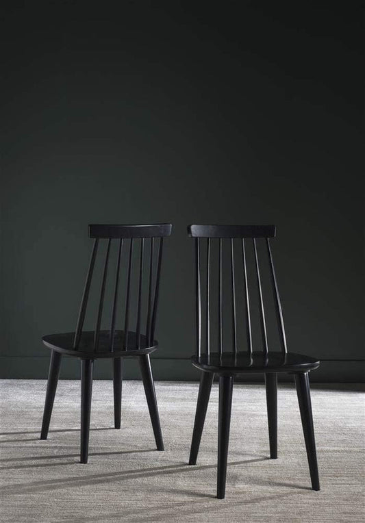 Black Spindle Farmhouse Wood Side Dining Chair Set Of 2