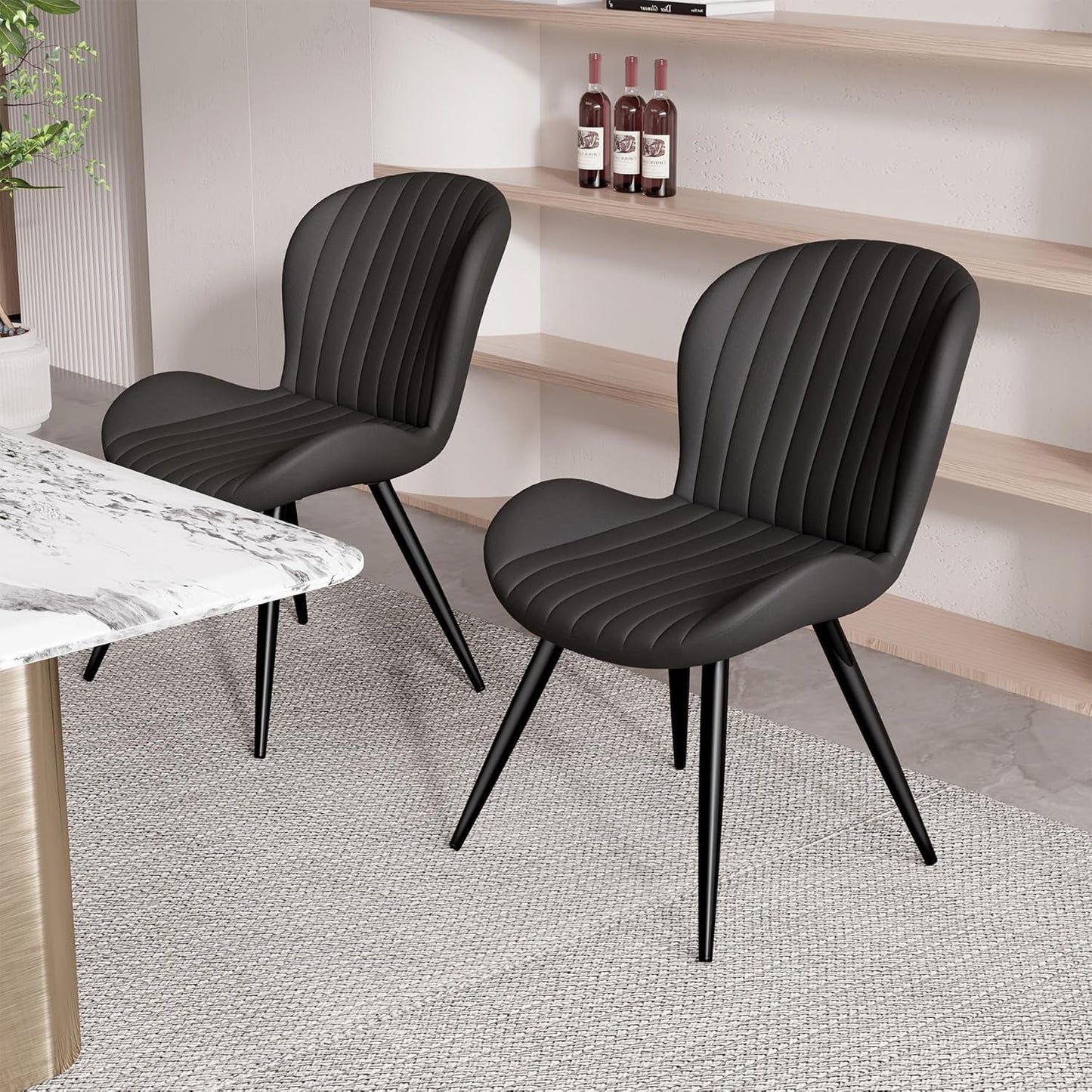 Dining Chairs Set Of 6 Modern Upholstered Black 19 Inch