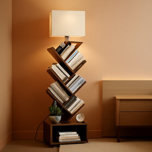 6 Tier Tree Bookshelf With Light Rustic Brown Home Office