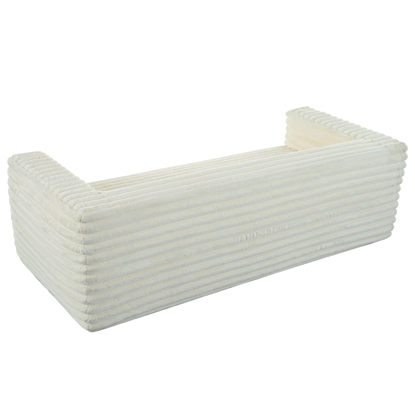 89" Modern Corduroy Couch, 3 Seats Plush Sofa with Squared Arm,Luxury Comfy Seat Super Soft Couches for Living Room,Small Space,Office,Apartment,No Assembly Required