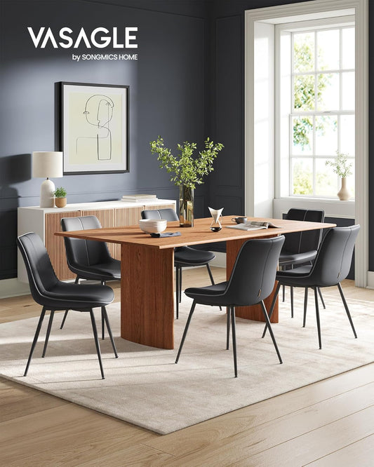 Leather Dining Chairs Set Of 2 Ink Black Upholstered Swivel Chairs