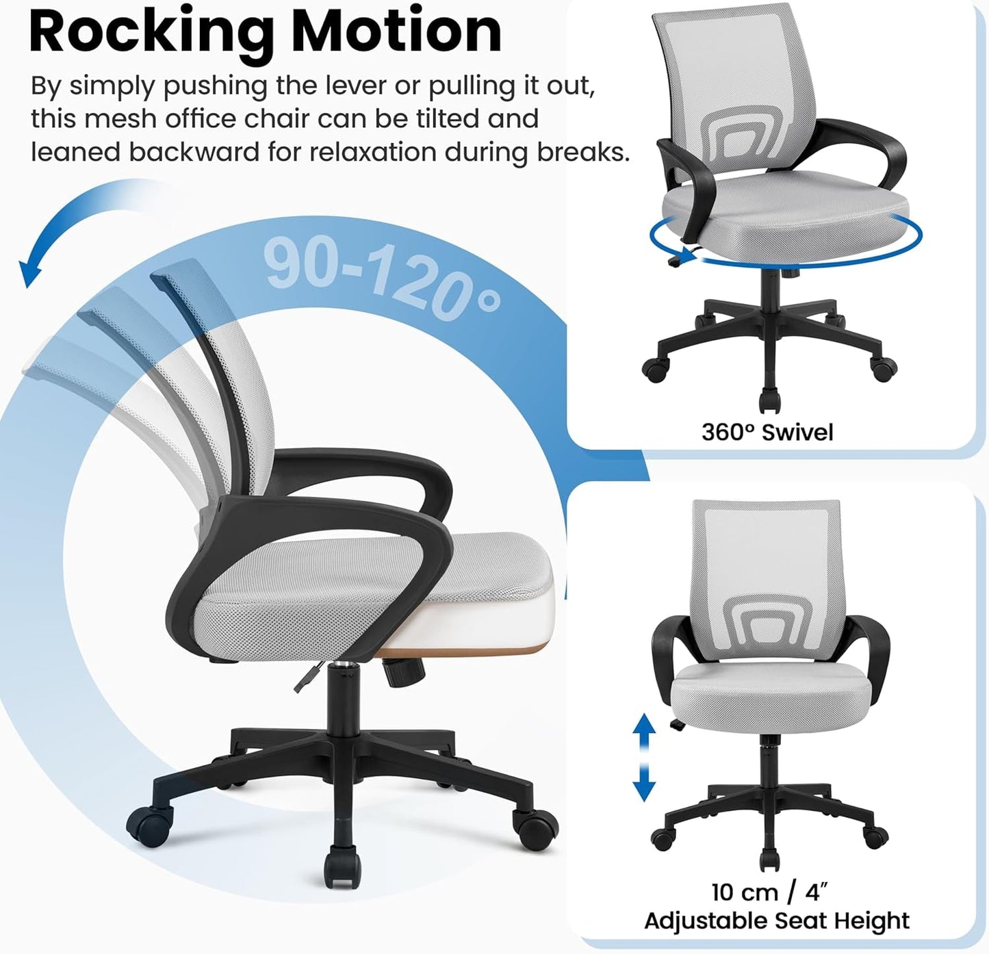 Ergonomic Mesh Office Chair With Lumbar Support Grey