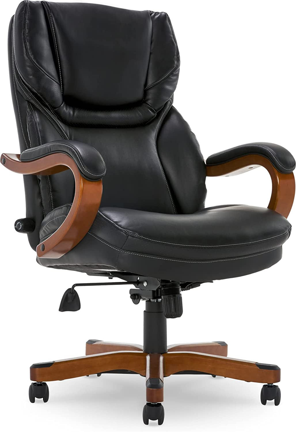 Big And Tall Executive Office Chair With Wood Accents
