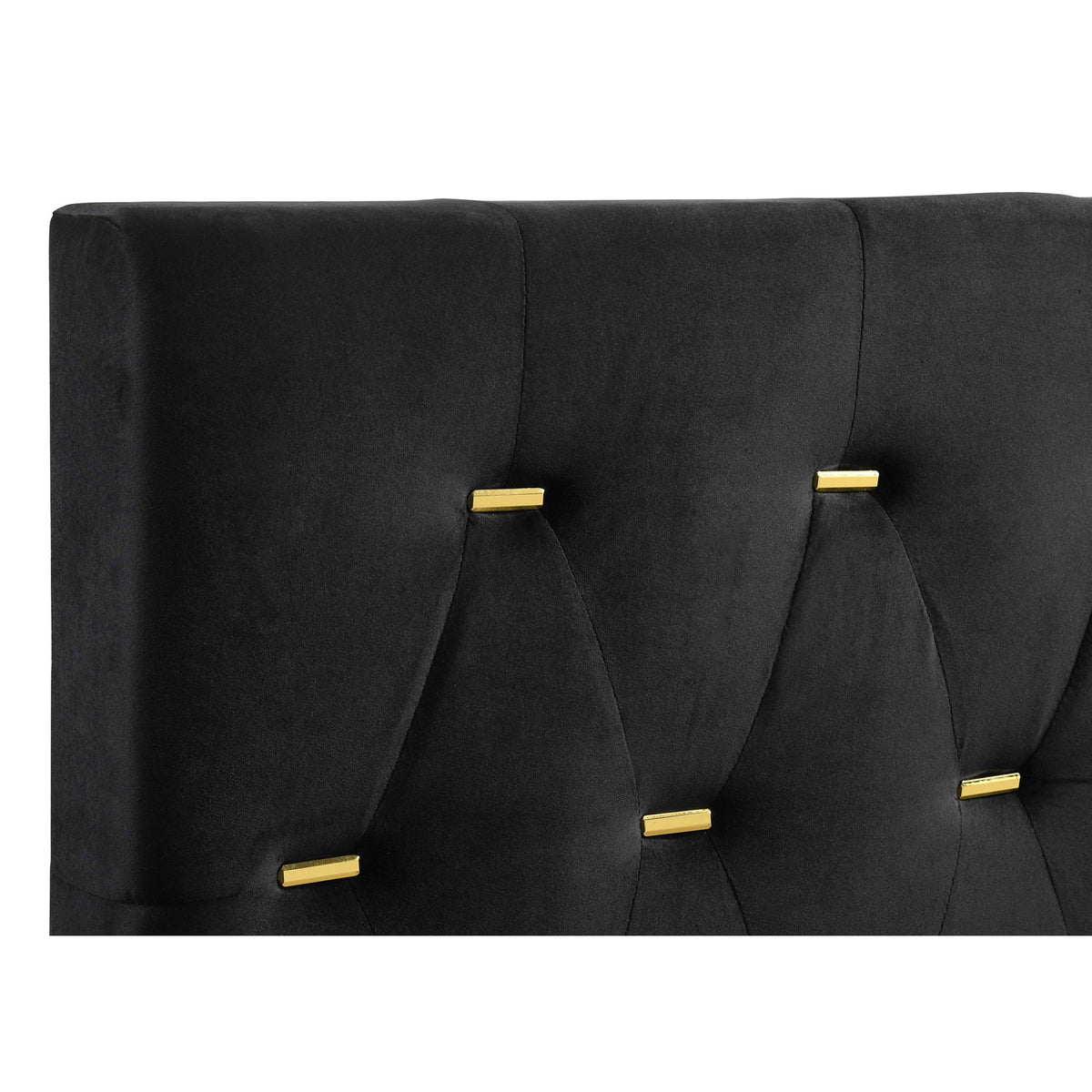 Lexie Black/Gold Diamond Tufted Eastern King Panel Bed
