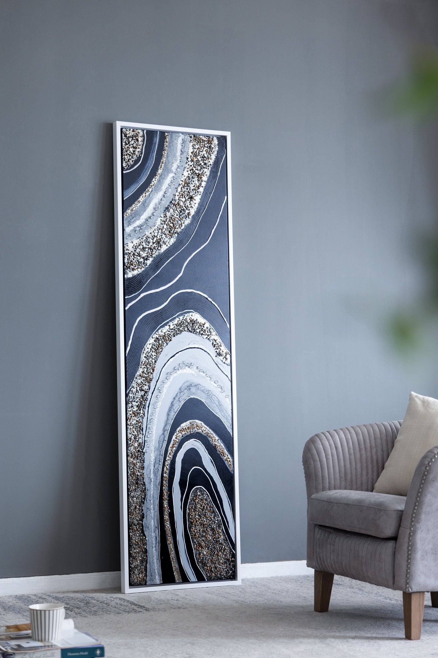 Elongated Landscape Rectangle Framed Oil Painting