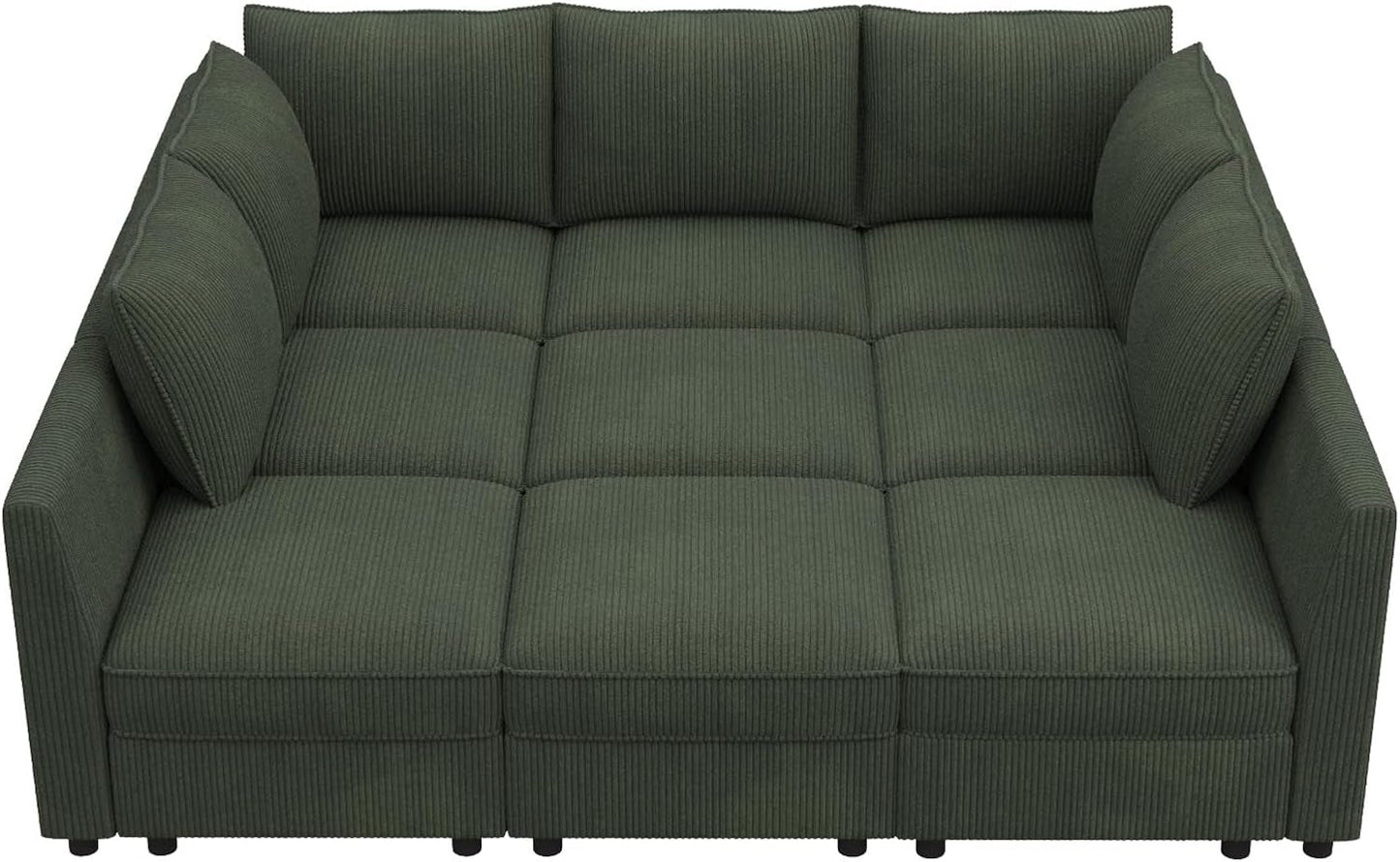 Emerald Green Modular Sleeper Sofa With Hidden Storage Compartment