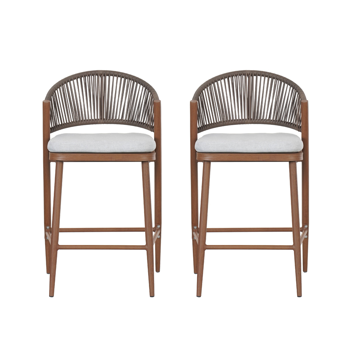 Outdoor 26" Seat Height Aluminum Frame Counter Stools - Set of 2