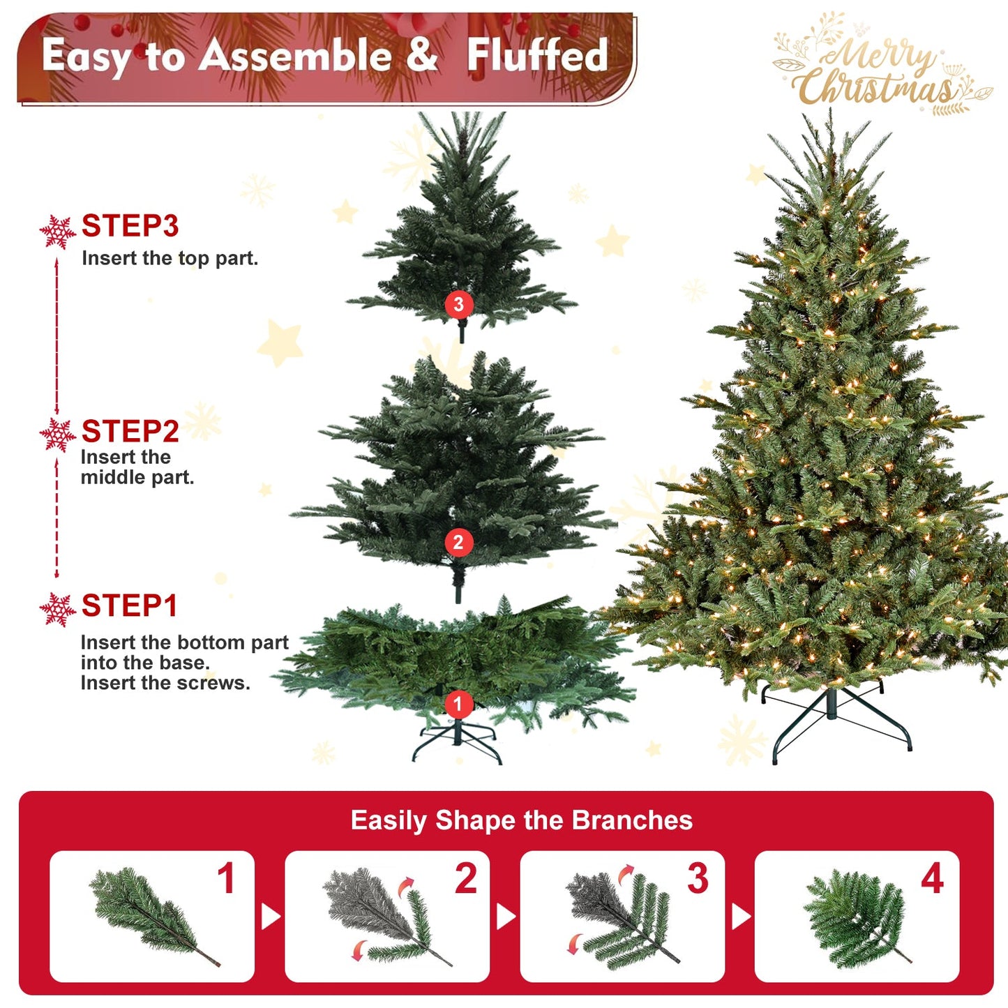 6FT Full-Shape Christmas Tree with 500 UL Lights