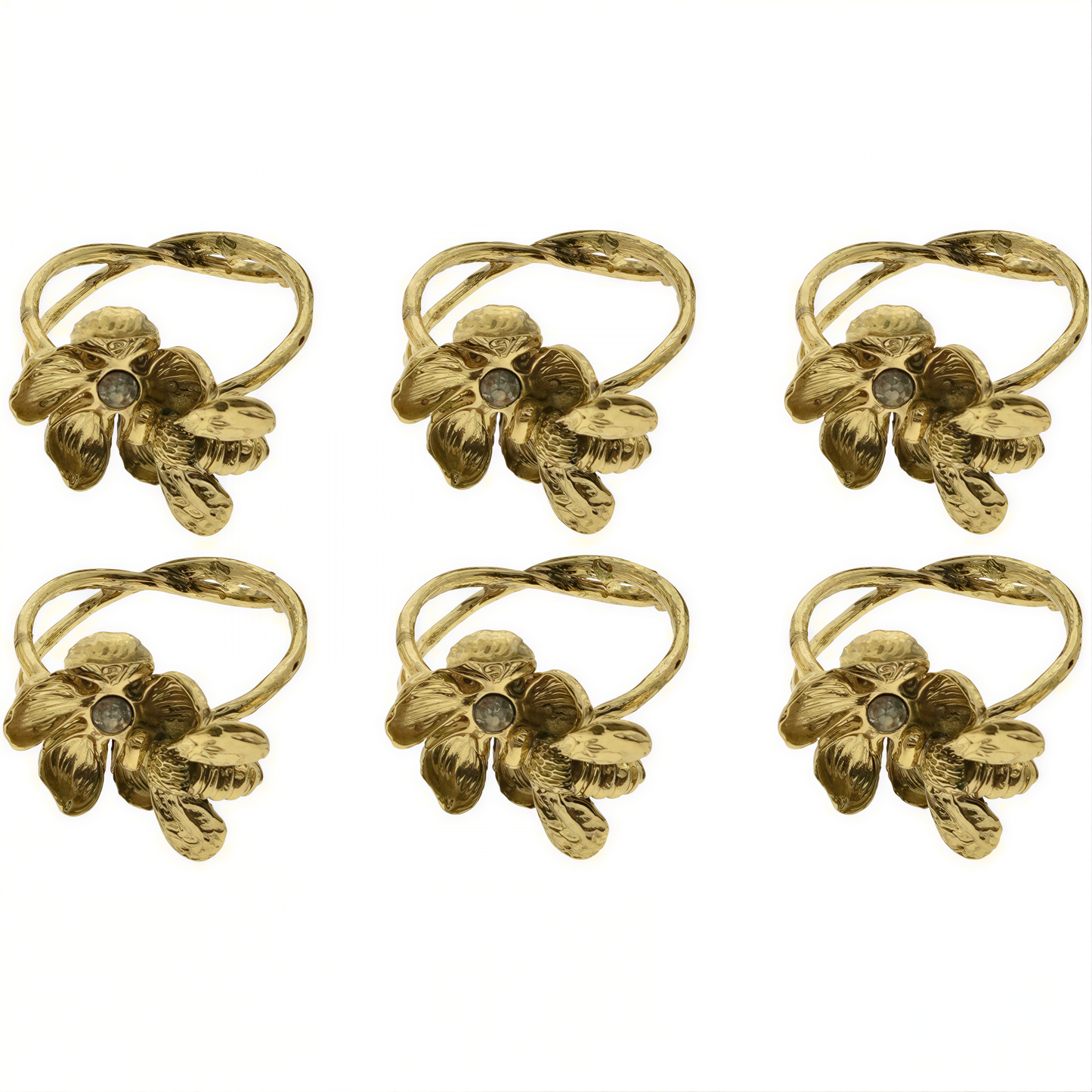 Gold Bee Napkin Rings - Elegant Rust Resistant Napkin Ring Set of 4 for Table Decor