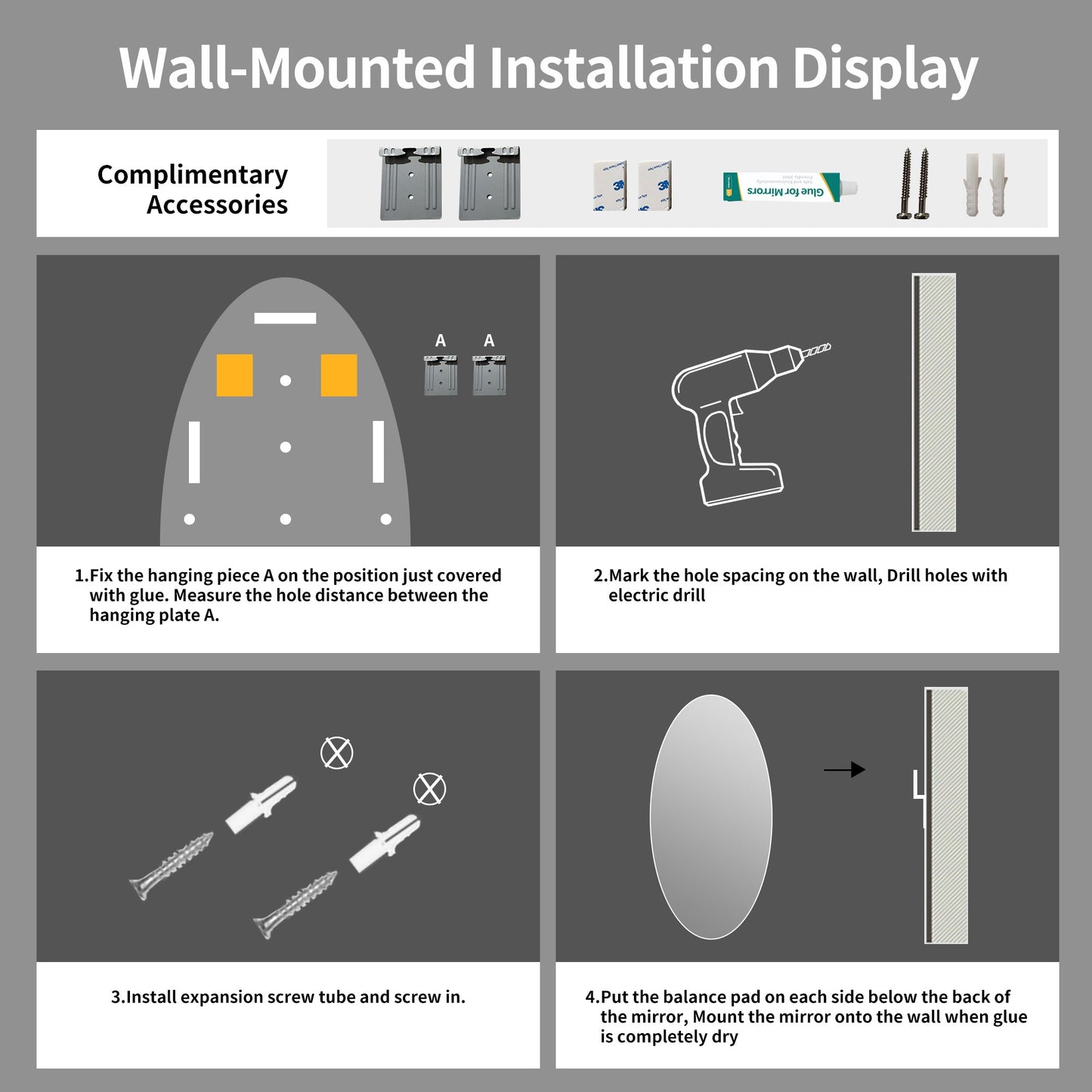 63" x 24" Modern Oval Full Length Wall Mirror