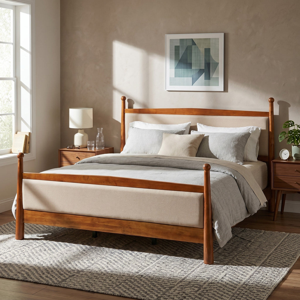 King Size Upholstered Platform Bed Frame