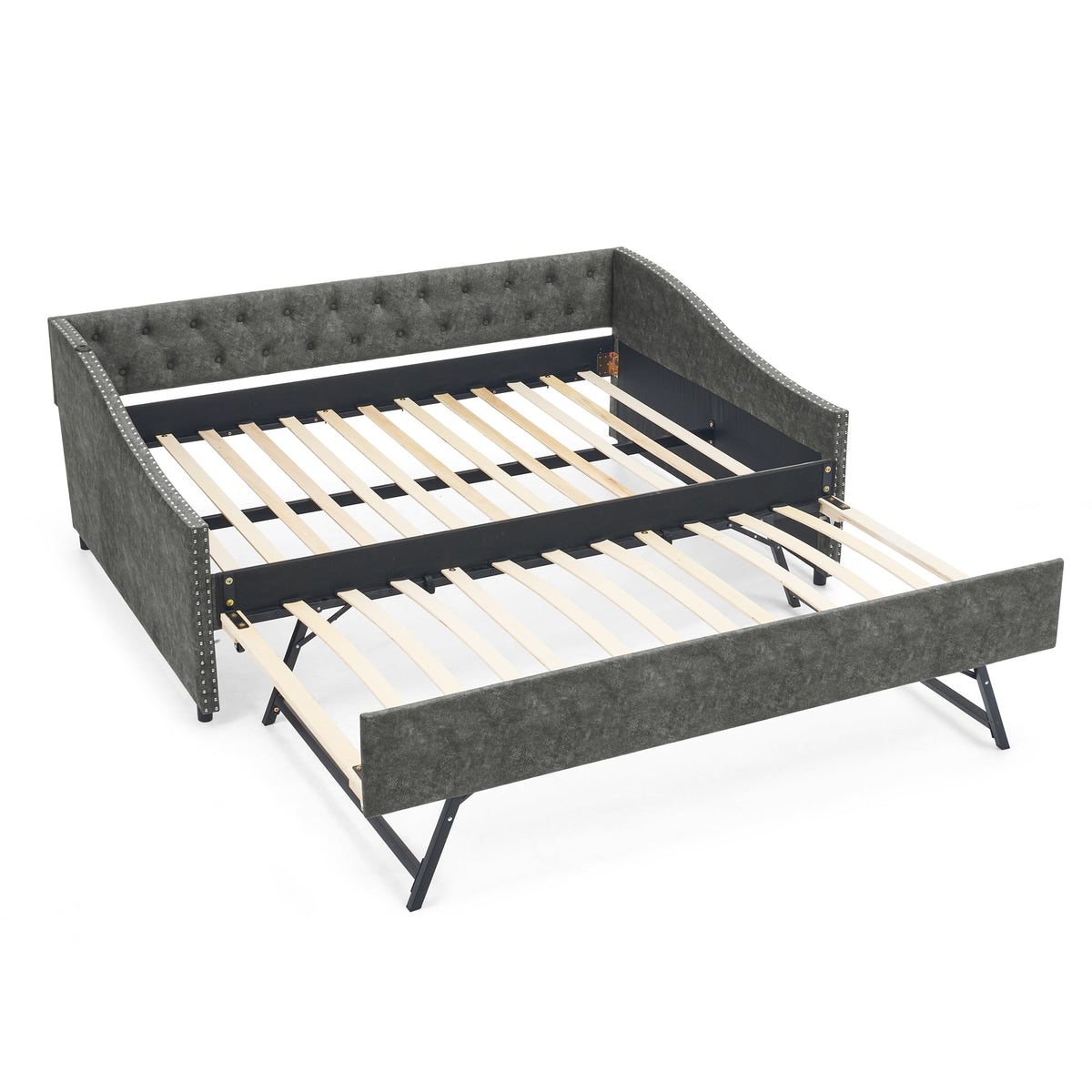 Full Size Daybed with USB Charging & Twin Size Pull-out Bed