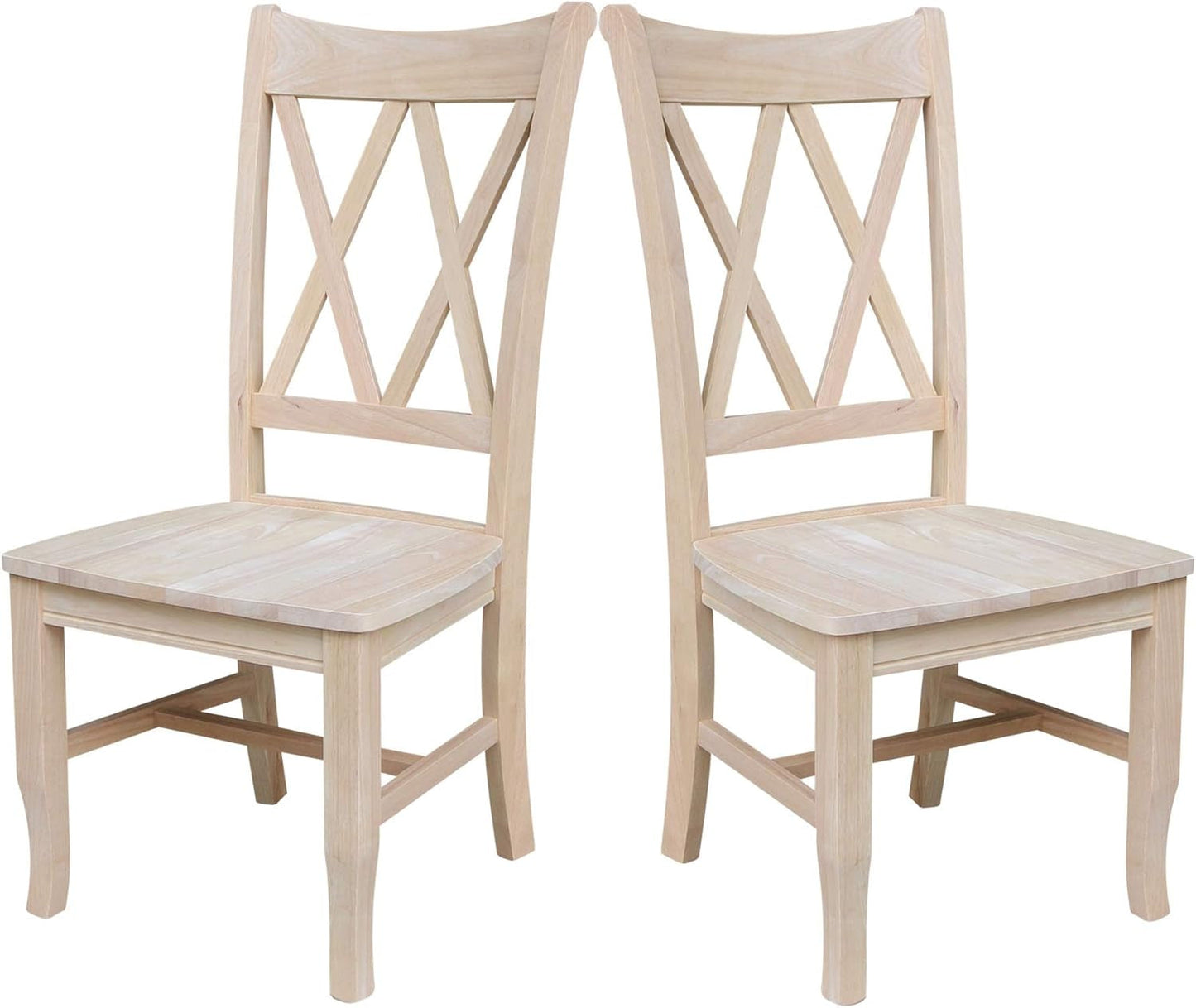 Two Unfinished Parawood Dining Chairs With X Back