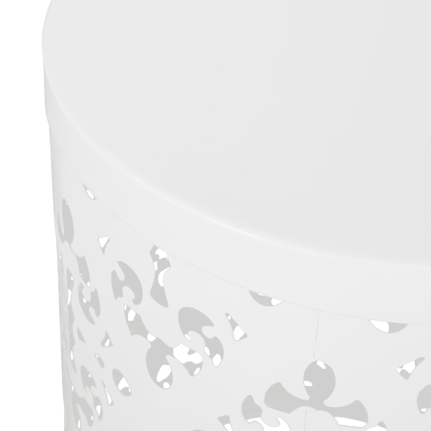 Modern Iron-Cut Design Metal End Table Set of 2 in White