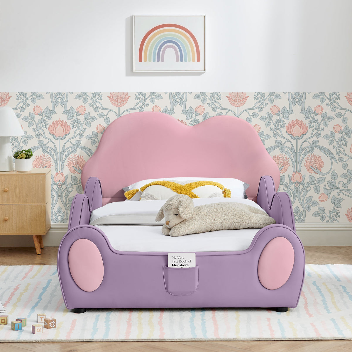 Twin Size Cute Cloud Shape PU Leather Kids Bed