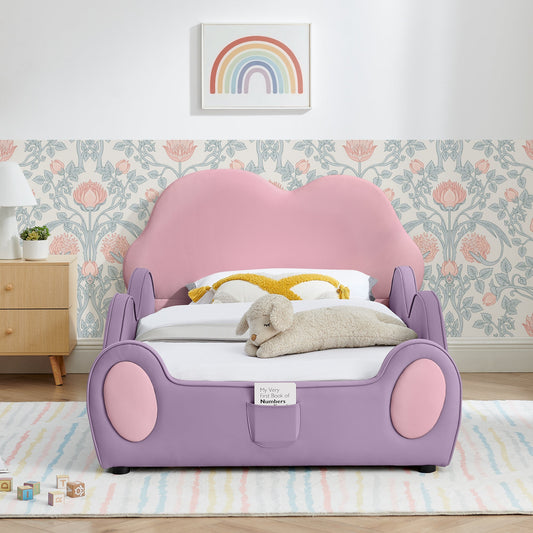 Twin Size Cute Cloud Shape PU Leather Kids Bed