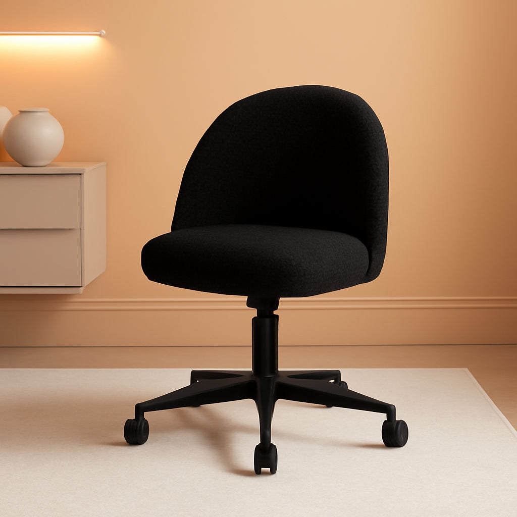 Candy Chair Jet Black Armless Desk Chair With Teddy Fleece